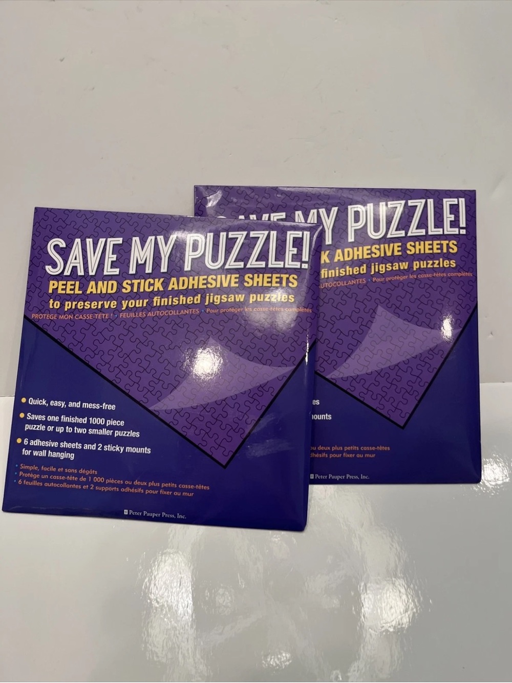 Save My Puzzle! Peel and Stick Adhesive Sheets JIGSAW. Lot of 2. NIP.